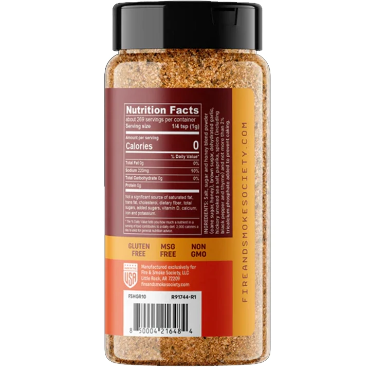 Fire&Smoke Honey Garlic BBQ Rub 9.5 Oz 4 Fire&Smoke Honey Garlic BBQ Rub 9.5 Oz - Afbeelding 2