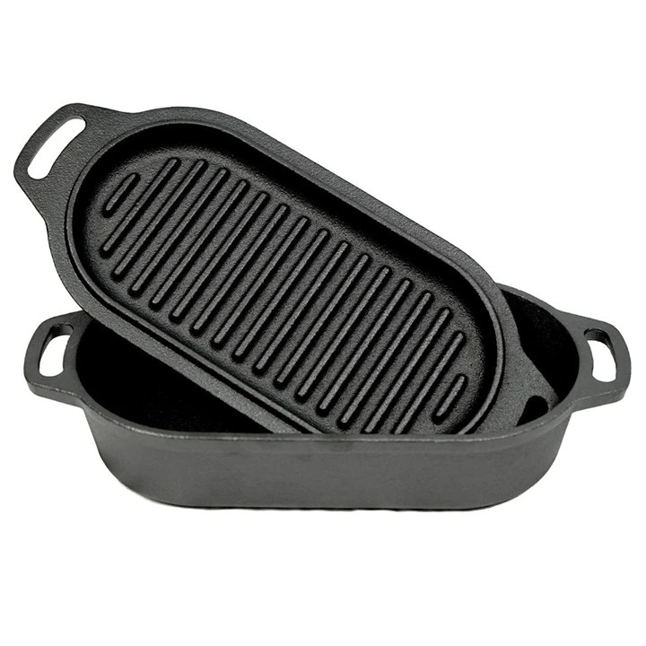 Valhal Outdoor Gietijzeren Dutch Oven Met Grill Deksel Ovaal 1 Liter 5 Valhal Outdoor Gietijzeren Dutch Oven Met Grill Deksel Ovaal 1 Liter - Afbeelding 3